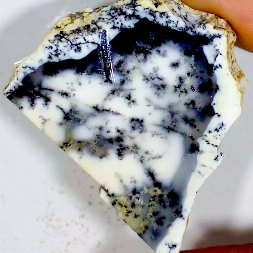 117.35 Ct 100% Natural Dendrite Opal Polished Rough 52x60x6 mm Cabochon Gemstone